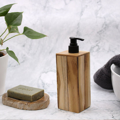 Natural Teakwood Soap Dispenser - Square - Image natural-teakwood-soap-dispenser--square-nsd-02