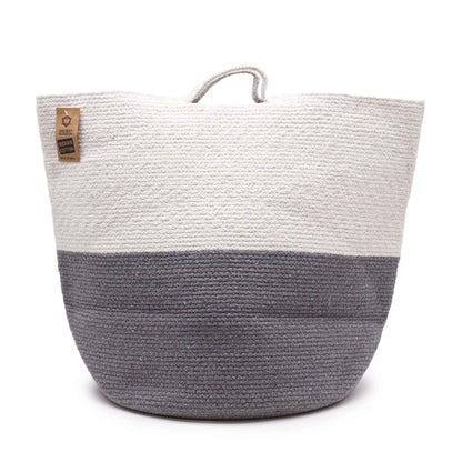 Cotton Rope Laundry / Storage Big Basket 45x40cm - Grey - Image cotton-rope-laundry--storage-big-basket-45x40cm--grey-crbask-01