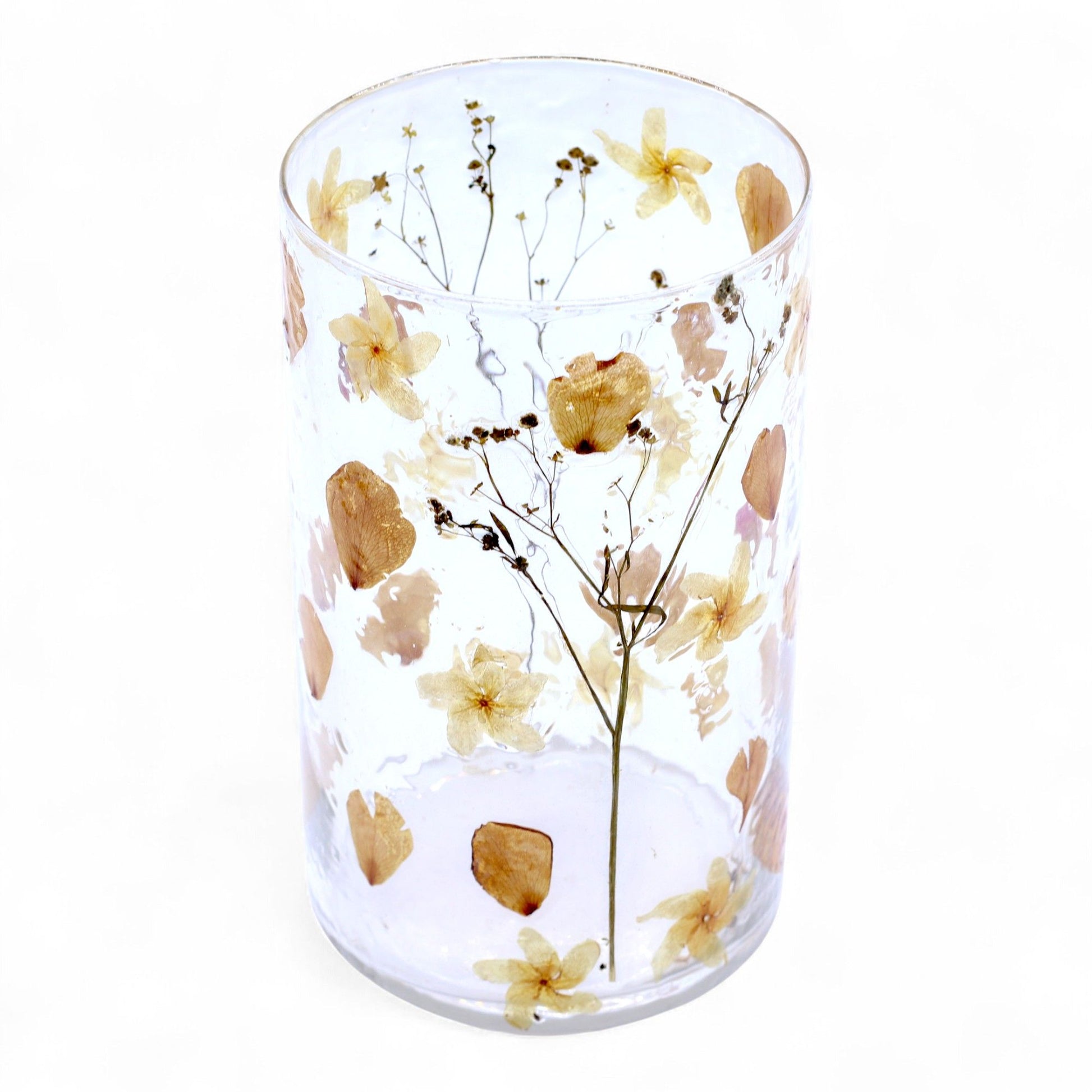 Natural Floral Glass - Tall Vase Candle Holder - Rose - (19x11cm) - Image natural-floral-glass--tall-vase-candle-holder--rose--19x11cm-nfg-09