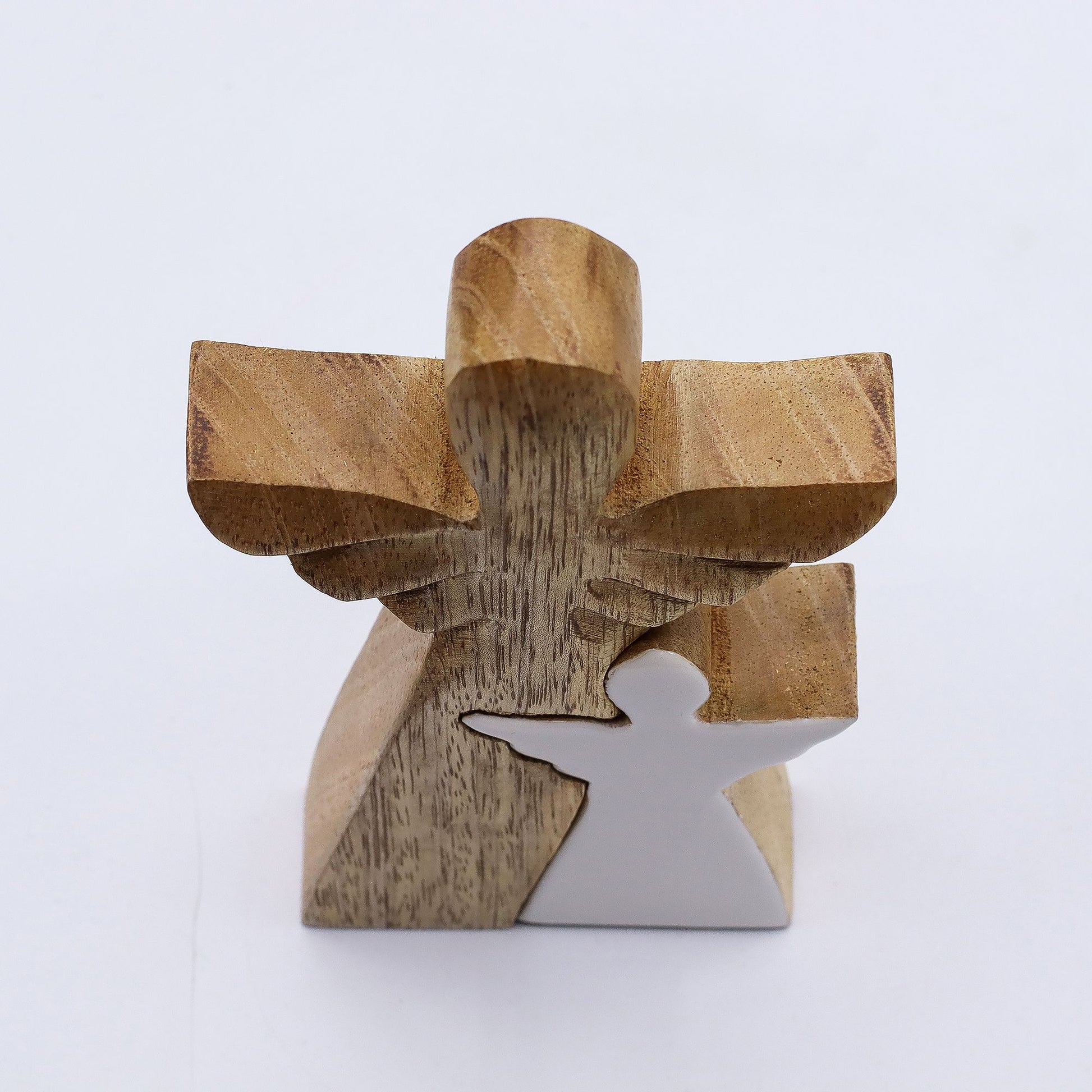 Mango Wood Angel in Angel - White Enamel - Image mango-wood-angel-in-angel--white-enamel-wang-08