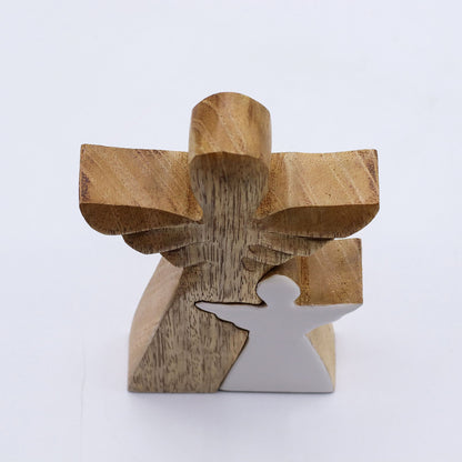 Mango Wood Angel in Angel - White Enamel - Image mango-wood-angel-in-angel--white-enamel-wang-08