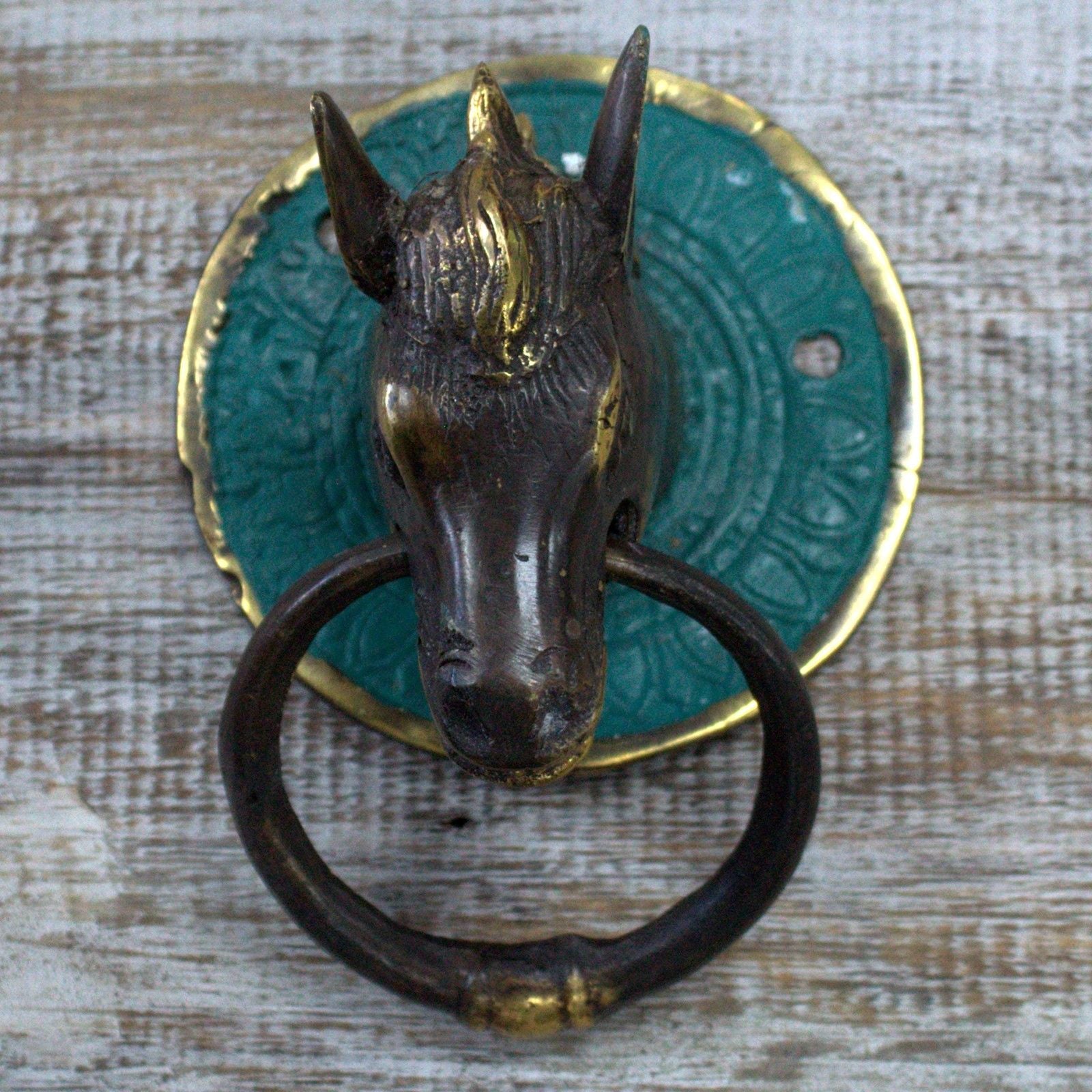 Brass Door Knocker - Horses Head - Image brass-door-knocker--horses-head-bdk-05