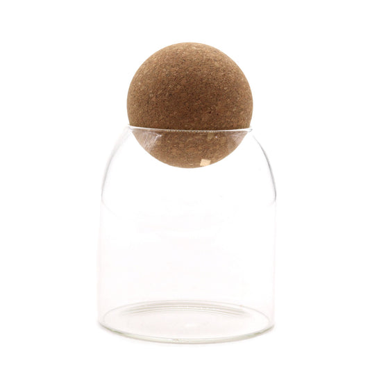 Cottage Cork-Ball Glass Jar - Clear - 10cm - Image cottage-corkball-glass-jar--clear--10cm-cgj-12