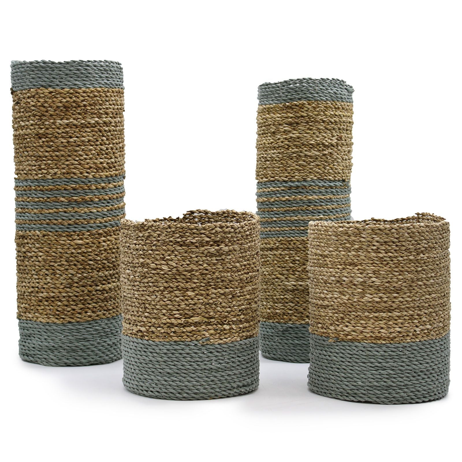 Seagrass & Abu-Abu Raffia Set - 2 Vase & 2 Bins - Image seagrass--abuabu-raffia-set--2-vase--2-bins-nva-03