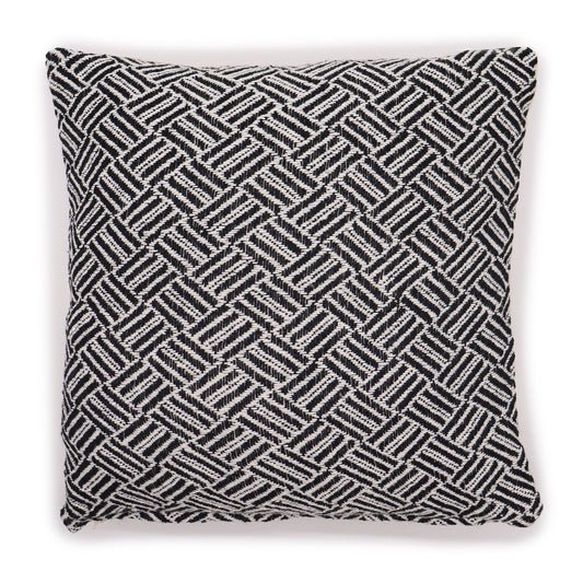 Criss-Cross Black Cotton Cushion Cover – 40 x 40cm