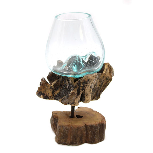 Molten Glass on Wood with Stand - Medium Bowl - Image molten-glass-on-wood-with-stand--medium-bowl-mgw-18