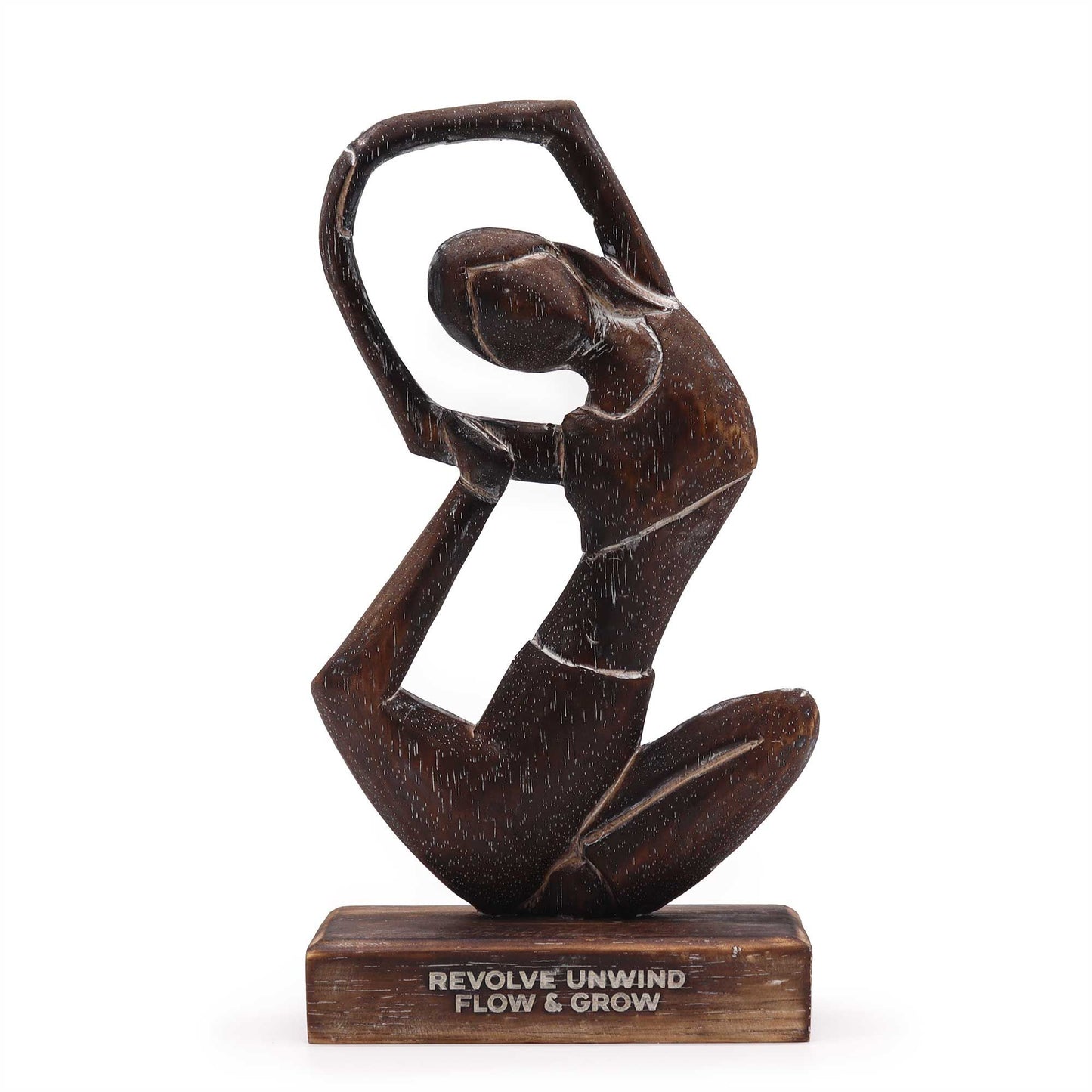 Wooden Yoga Lady - Antique - Revolved Pose - "Revolve Unwind - Flow & Grow" - Image wooden-yoga-lady--antique--revolved-pose--revolve-unwind--flow--grow-wyl-01