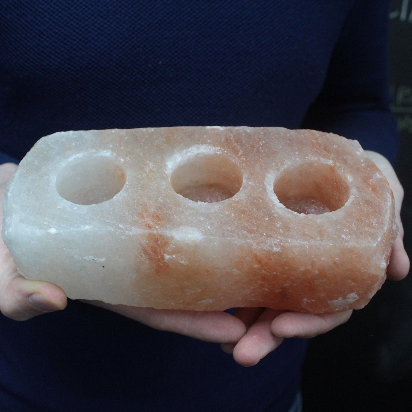 Natural Salt Candle Holder - 3 holes - Image natural-salt-candle-holder--3-holes-qsalt-45