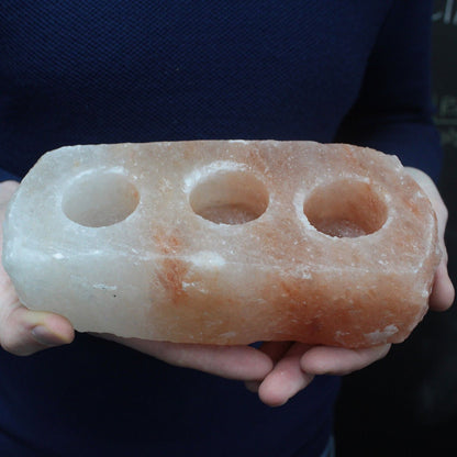 Natural Salt Candle Holder - 3 holes - Image natural-salt-candle-holder--3-holes-qsalt-45