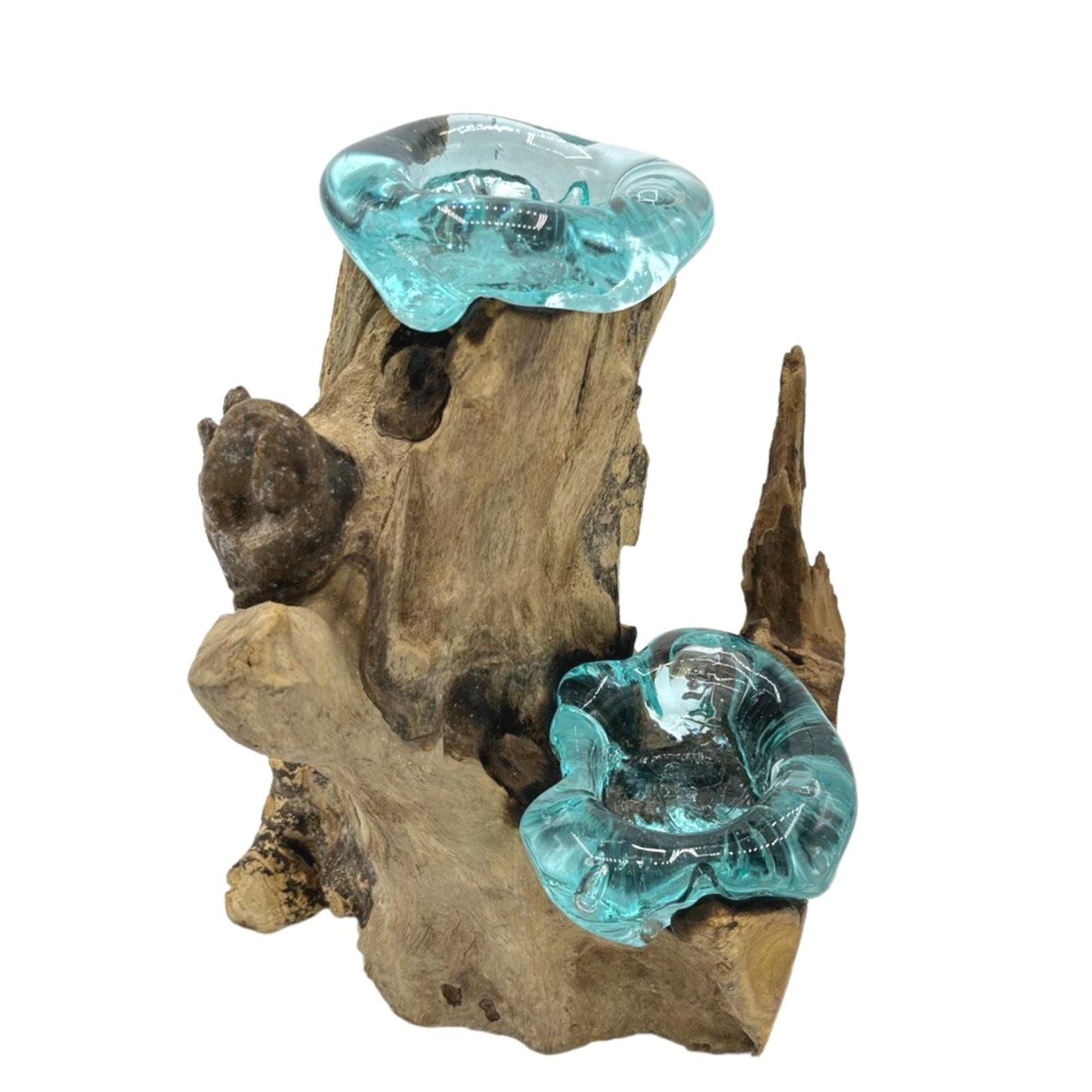 Molton Glass Candle Double Holder on Wood - Image molton-glass-candle-double-holder-on-wood-mgw-25