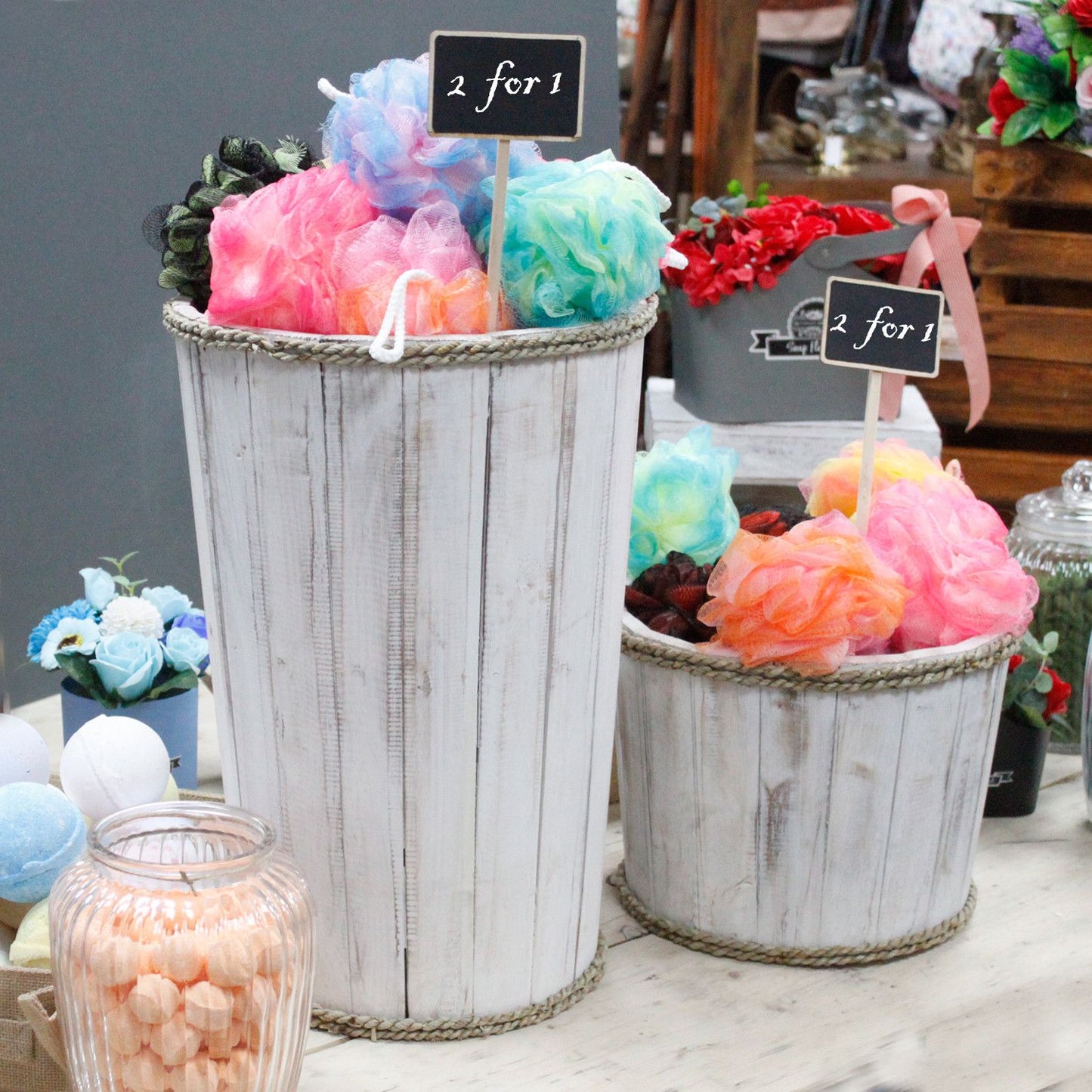 Small Wooden Storage Tub – Whitewash - Image small-wooden-storage-tub--whitewash-rds-148