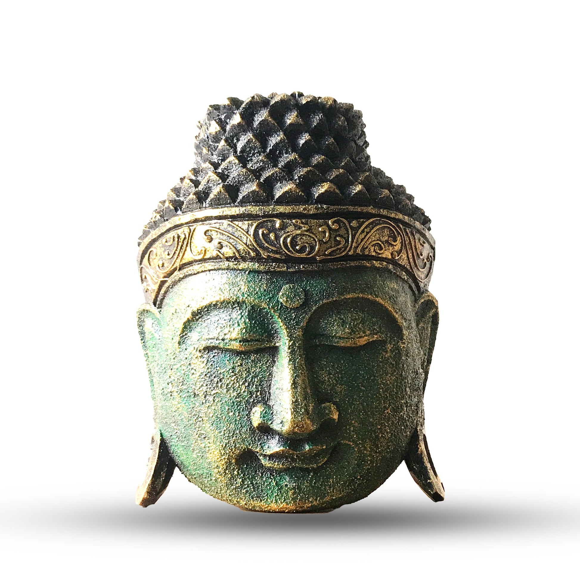 Home Decoration Buddha Head - 25cm - Green Shine Finish - Image home-decoration-buddha-head--25cm--green-shine-finish-hdbh-02