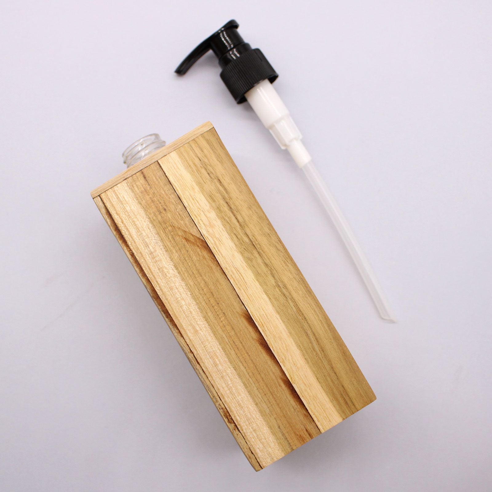 Natural Teakwood Soap Dispenser - Square - Image natural-teakwood-soap-dispenser--square-nsd-02