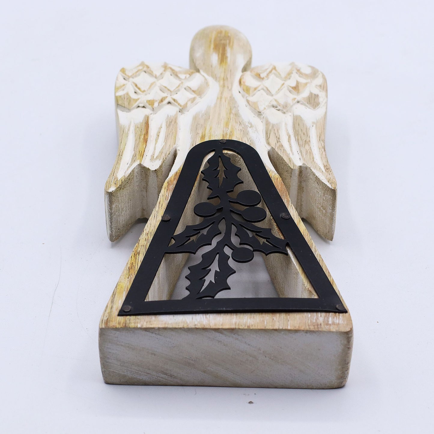Mango Wood Angel - Whitewash with Iron Decor Cut Out - Image mango-wood-angel--whitewash-with-iron-decor-cut-out-wang-05