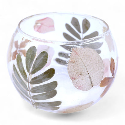 Natural Floral Glass - Bowl Candle Holder - Primavera  - (8x10cm) - Image natural-floral-glass--bowl-candle-holder--primavera---8x10cm-nfg-05