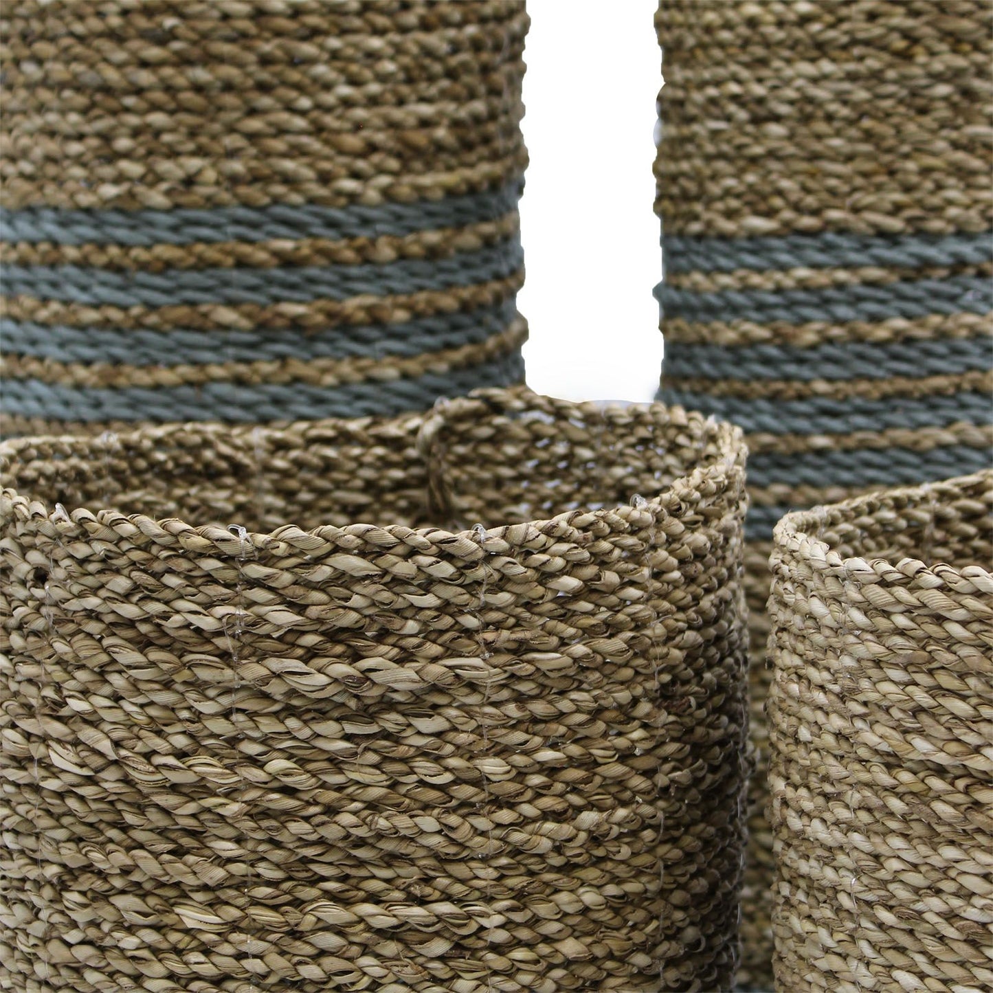 Seagrass & Abu-Abu Raffia Set - 2 Vase & 2 Bins - Image seagrass--abuabu-raffia-set--2-vase--2-bins-nva-03