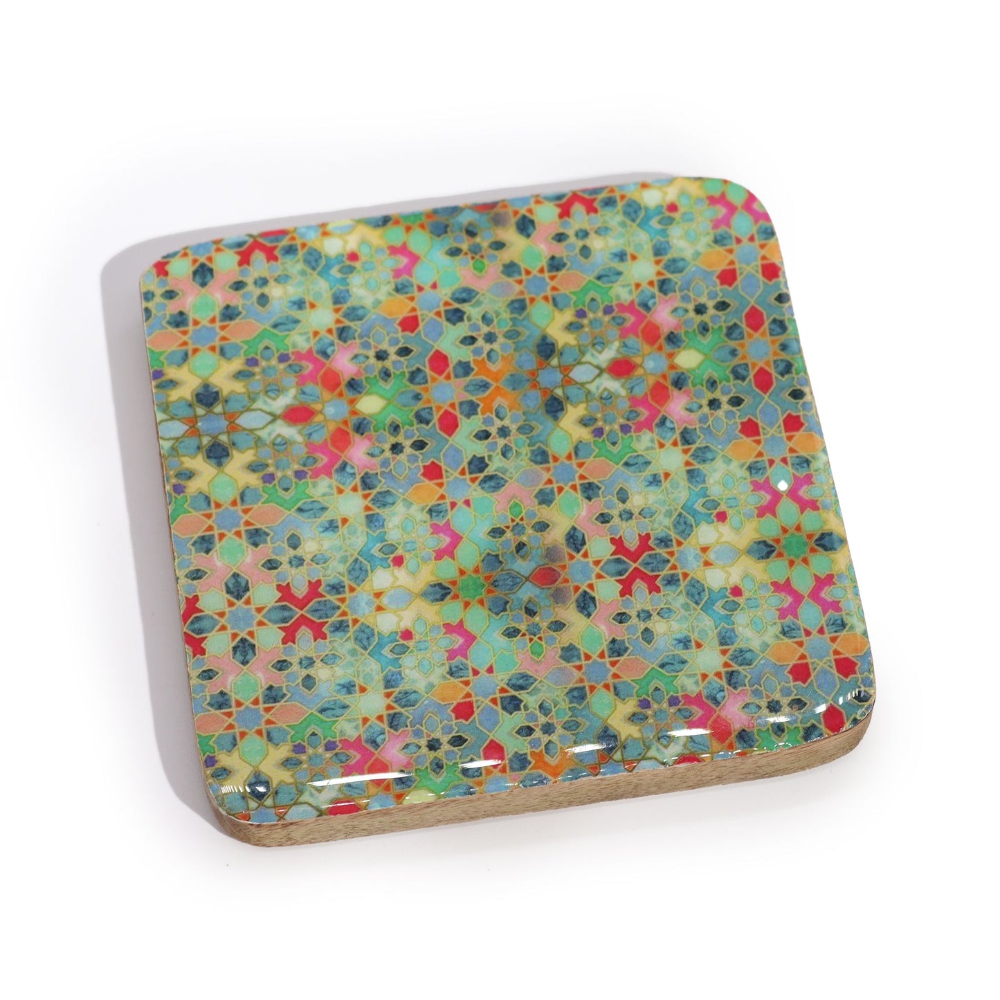 Set of 4 Square Coasters - Mediterranean Tile Pattern - Image set-of-4-square-coasters--mediterranean-tile-pattern-wtray-04
