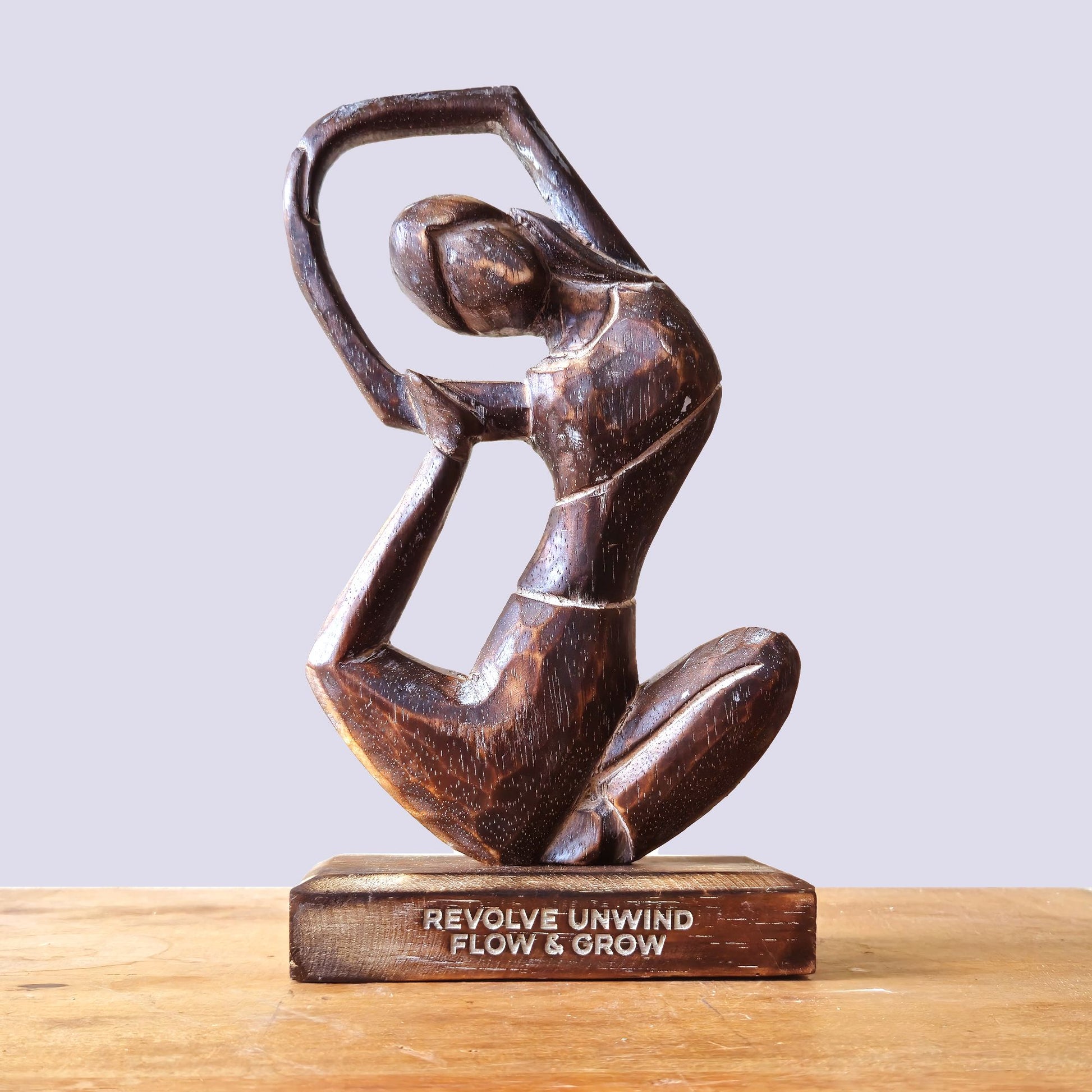Wooden Yoga Lady - Antique - Revolved Pose - "Revolve Unwind - Flow & Grow" - Image wooden-yoga-lady--antique--revolved-pose--revolve-unwind--flow--grow-wyl-01