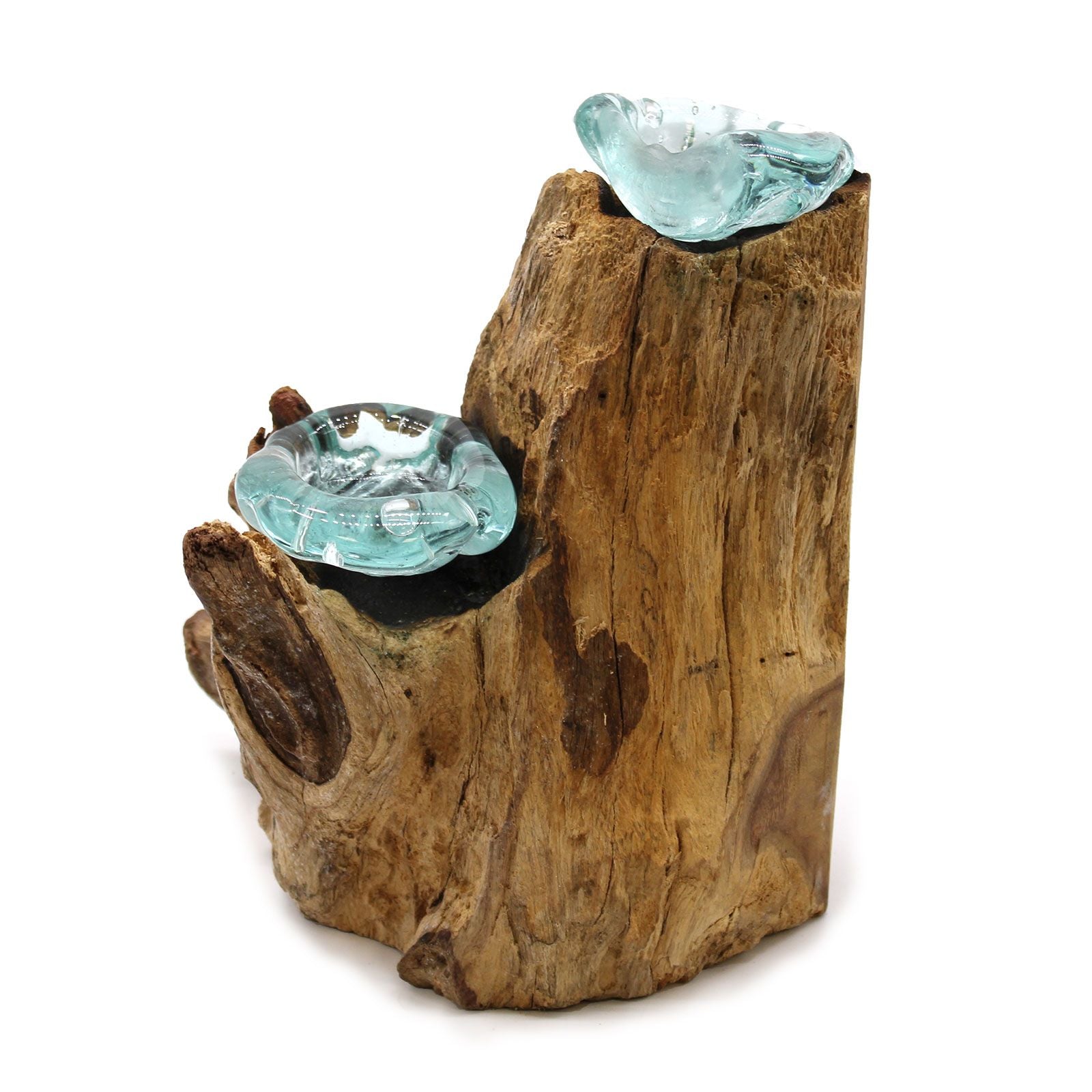 Molton Glass Candle Double Holder on Wood - Image molton-glass-candle-double-holder-on-wood-mgw-25