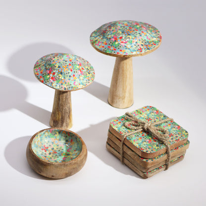 Small Wooden Mushroom - Mediterranean Tile Pattern - Image small-wooden-mushroom--mediterranean-tile-pattern-wmush-01