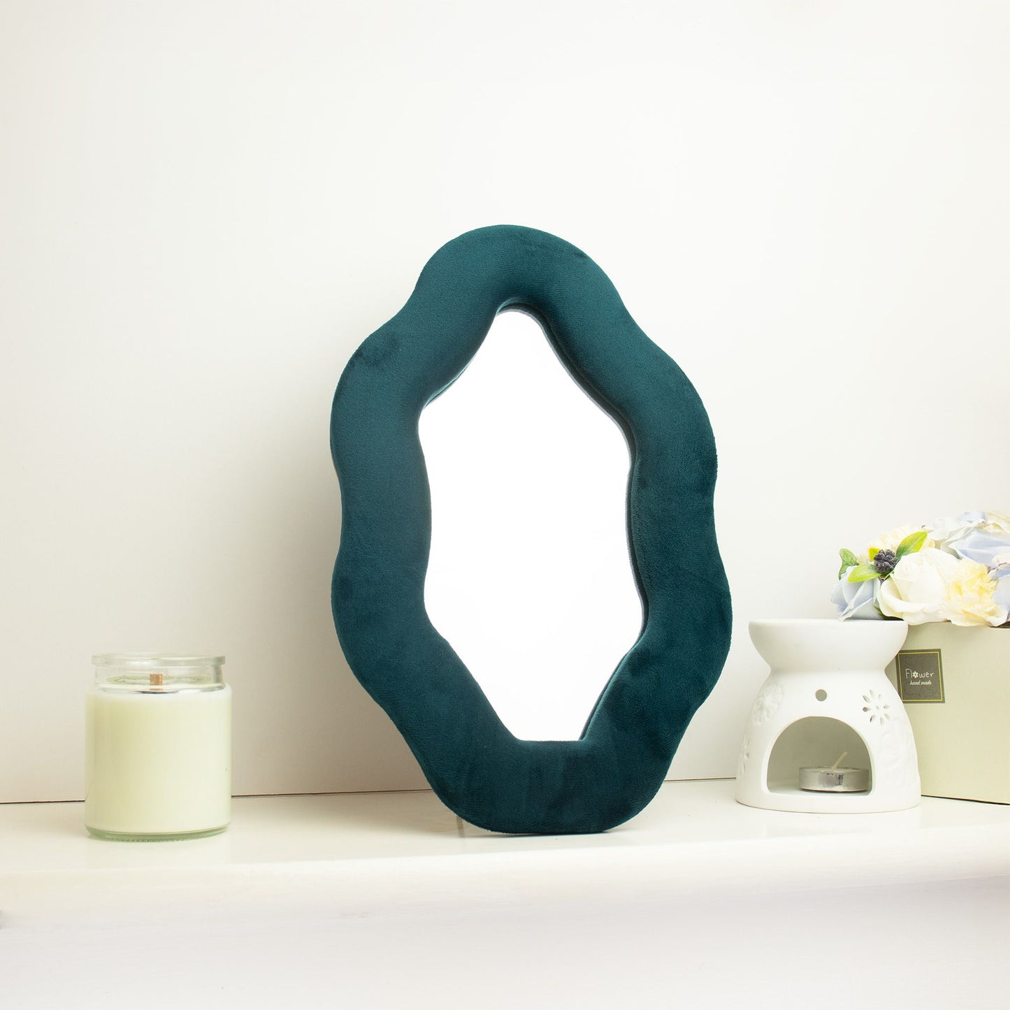 Soft Squiggly Mirror – Oval Pebble – Royal Teal (20.5x32.5x2.3cm) - Image soft-squiggly-mirror--oval-pebble--royal-teal-205x325x23cm-ssm-02