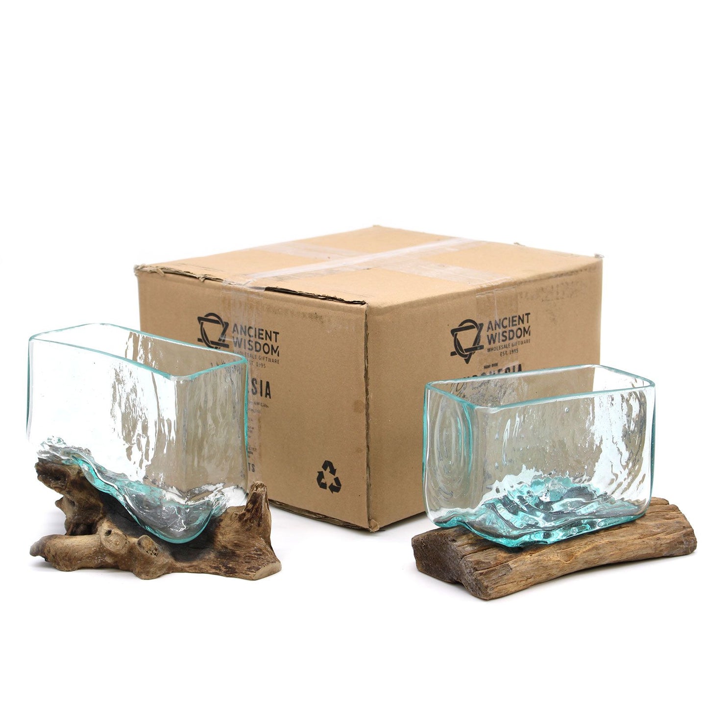 Molten Glass Tank on Wood with Stand - Medium Bowl - Image molten-glass-tank-on-wood-with-stand--medium-bowl-mgw-21