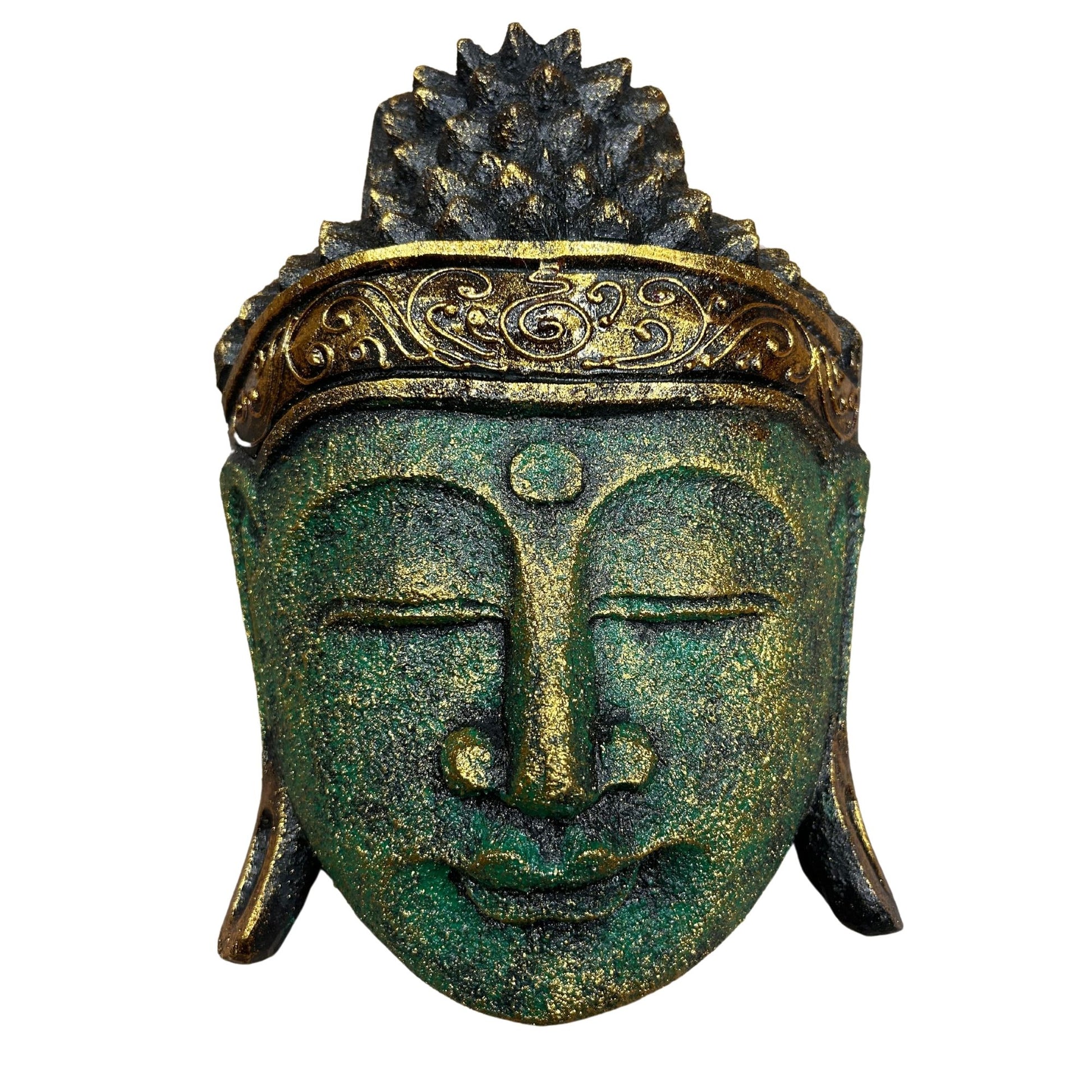 Home Decoration Buddha Head - 25cm - Green Shine Finish - Image home-decoration-buddha-head--25cm--green-shine-finish-hdbh-02