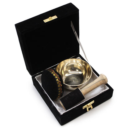 Brass Singing Bowl Gift Set - 9cm - Image brass-singing-bowl-gift-set--9cm-tib-53