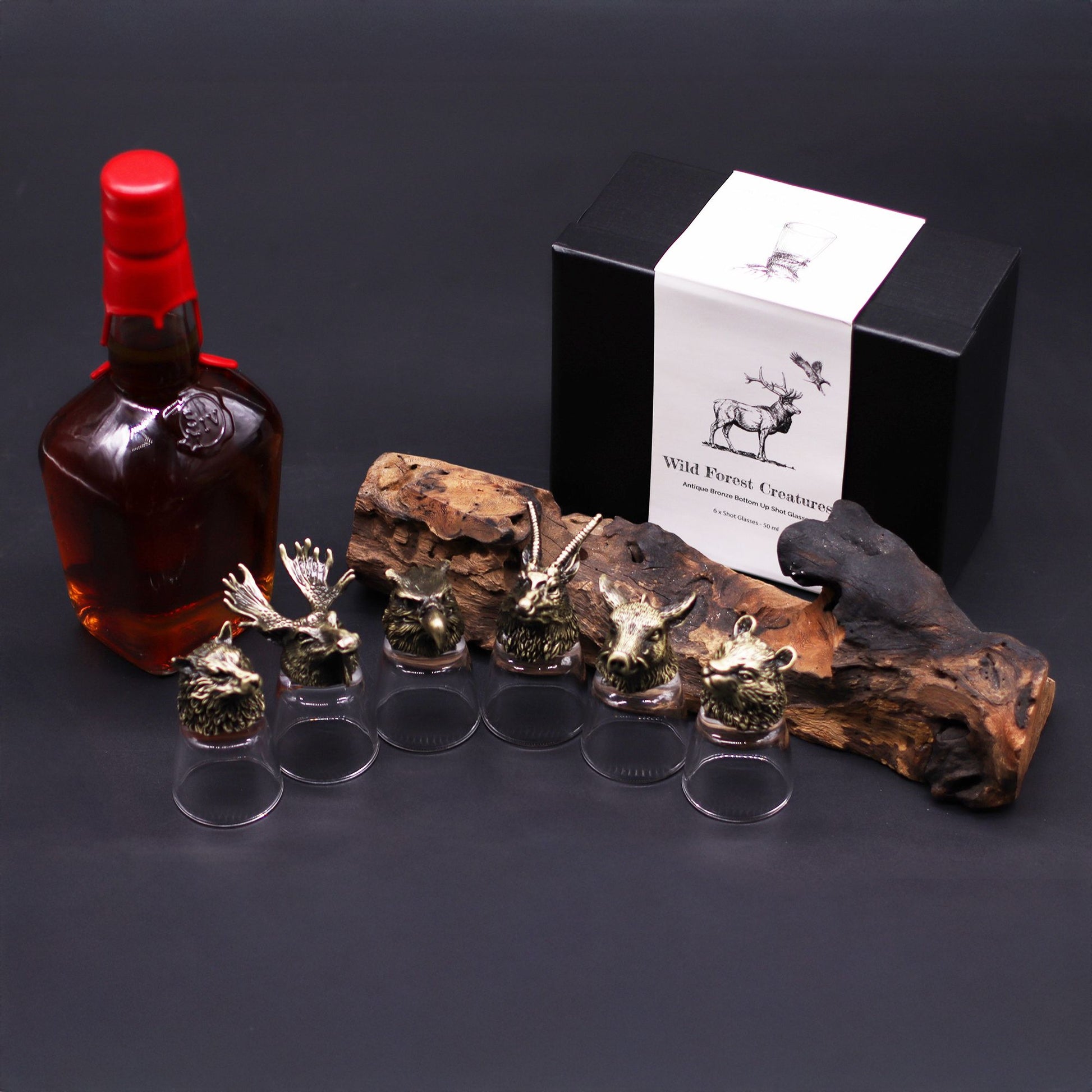 Gift Set of 6 Shot Glasses (50ml) - Wild Forest Creatures - Antique Bronze - Image gift-set-of-6-shot-glasses-50ml--wild-forest-creatures--antique-bronze-bbug-03