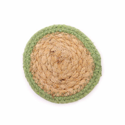 Natural Coaster - Jute & Cotton 10cm  (set of 4) - Olive Boarder - Image natural-coaster--jute--cotton-10cm--set-of-4--olive-boarder-npmat-13
