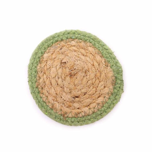 Natural Coaster - Jute & Cotton 10cm  (set of 4) - Olive Boarder - Image natural-coaster--jute--cotton-10cm--set-of-4--olive-boarder-npmat-13