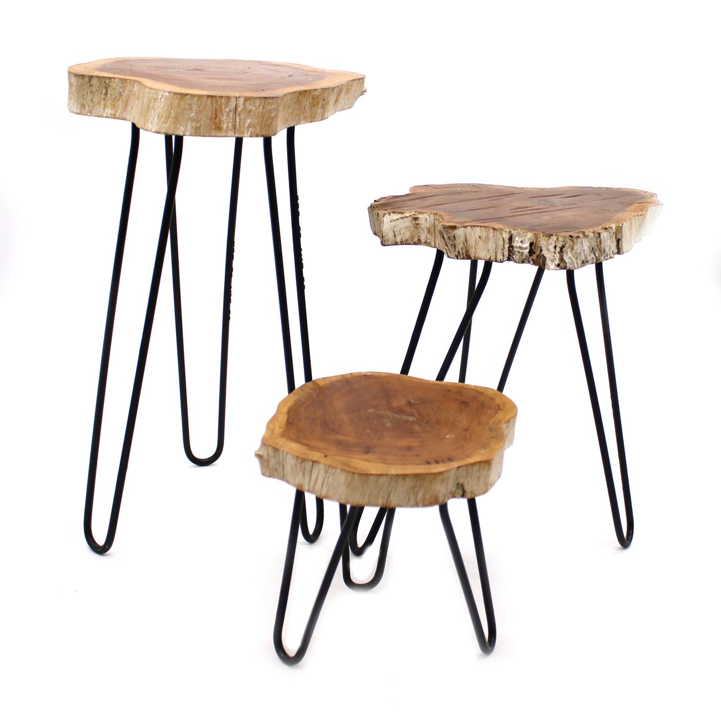 Set of 3 Gamal Wood Plant Stands - Whitewash - Image set-of-3-gamal-wood-plant-stands--whitewash-pss-01
