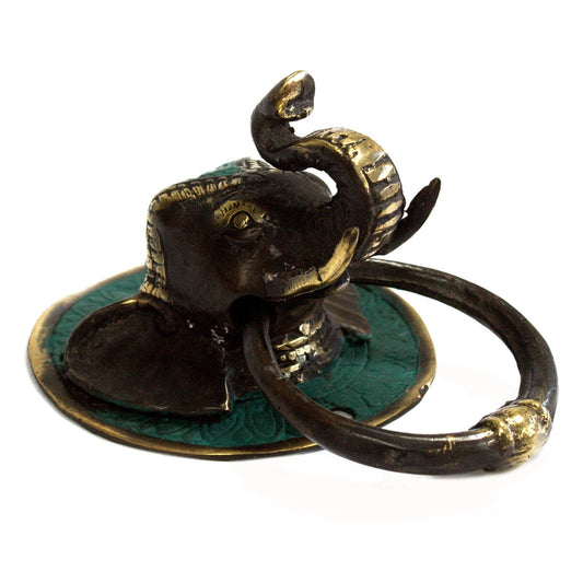 Brass Door Knocker - Elephants Head - Image brass-door-knocker--elephants-head-bdk-06