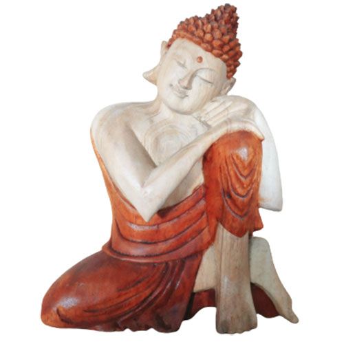 Hand Carved Buddha Statue - 25cm Thinking - Image hand-carved-buddha-statue--25cm-thinking-hcbs-01