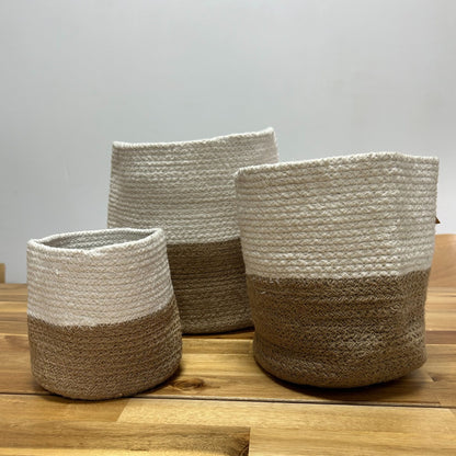 Set of 3 Cotton Rope Storage Baskets - White - Image set-of-3-cotton-rope-storage-baskets--white-crbask-03a