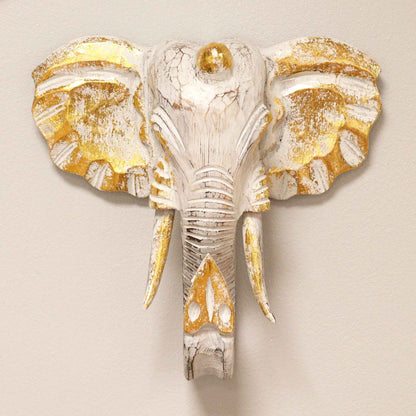 Large Elephant Head - Gold & Whitewash - Image large-elephant-head--gold--whitewash-vintep-03