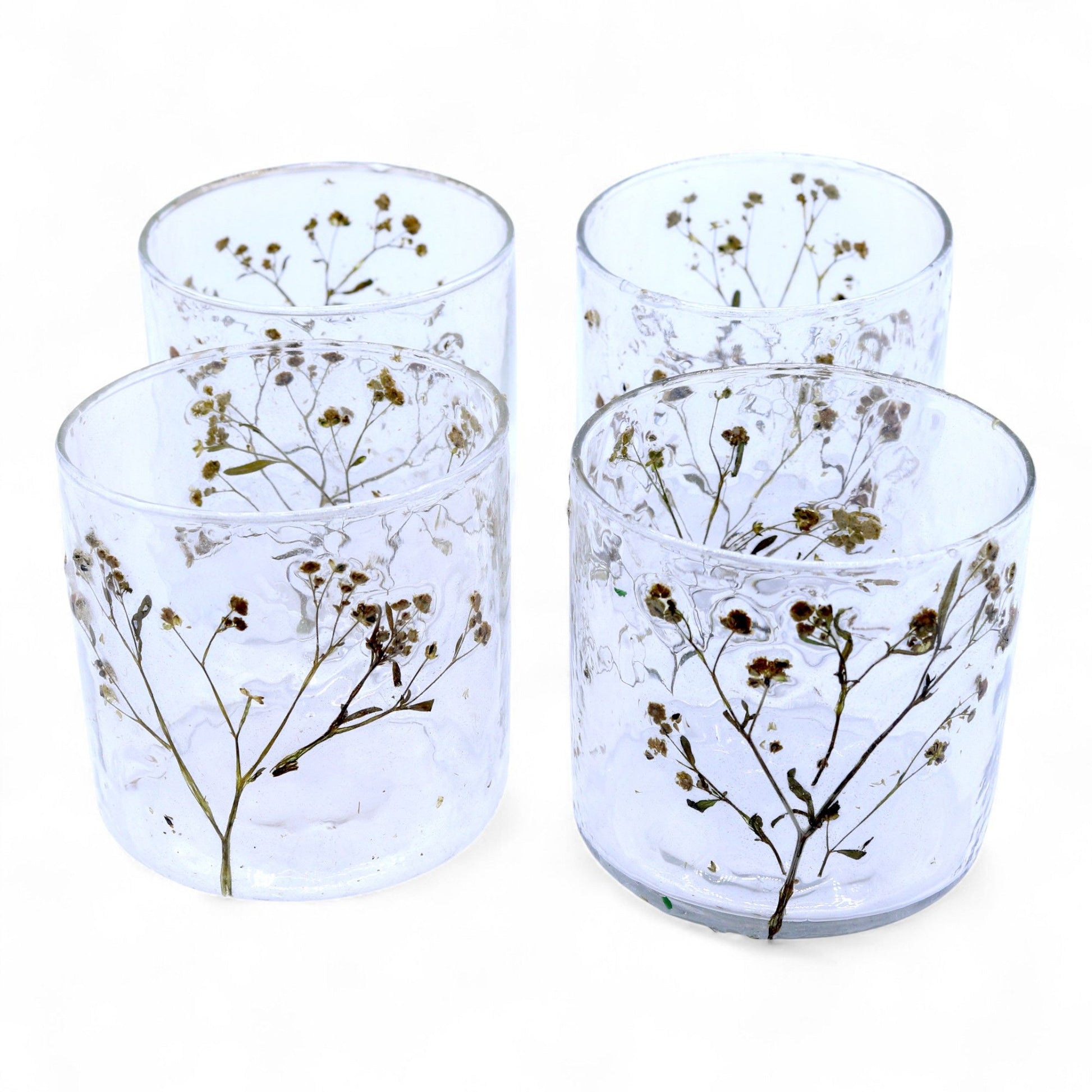 Natural Floral Glass - Straight Candle Holder - Margarita  - (8x8cm) - Image natural-floral-glass--straight-candle-holder--margarita---8x8cm-nfg-01