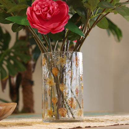 Natural Floral Glass - Tall Vase Candle Holder - Rose - (19x11cm) - Image natural-floral-glass--tall-vase-candle-holder--rose--19x11cm-nfg-09