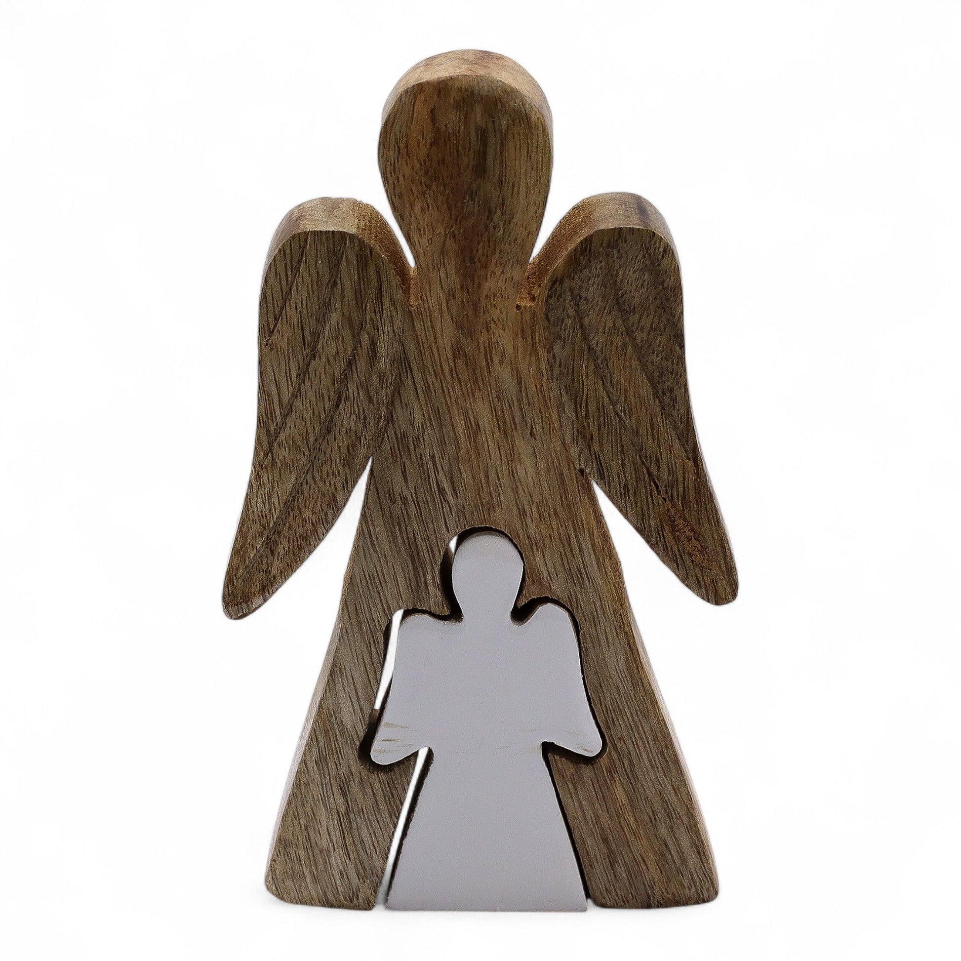 Mango Wood Angel in Angel - White Enamel - Image mango-wood-angel-in-angel--white-enamel-wang-09