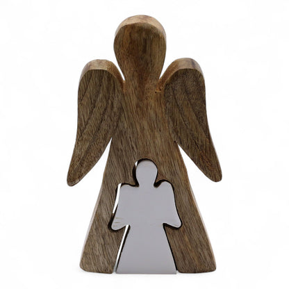 Mango Wood Angel in Angel - White Enamel - Image mango-wood-angel-in-angel--white-enamel-wang-09