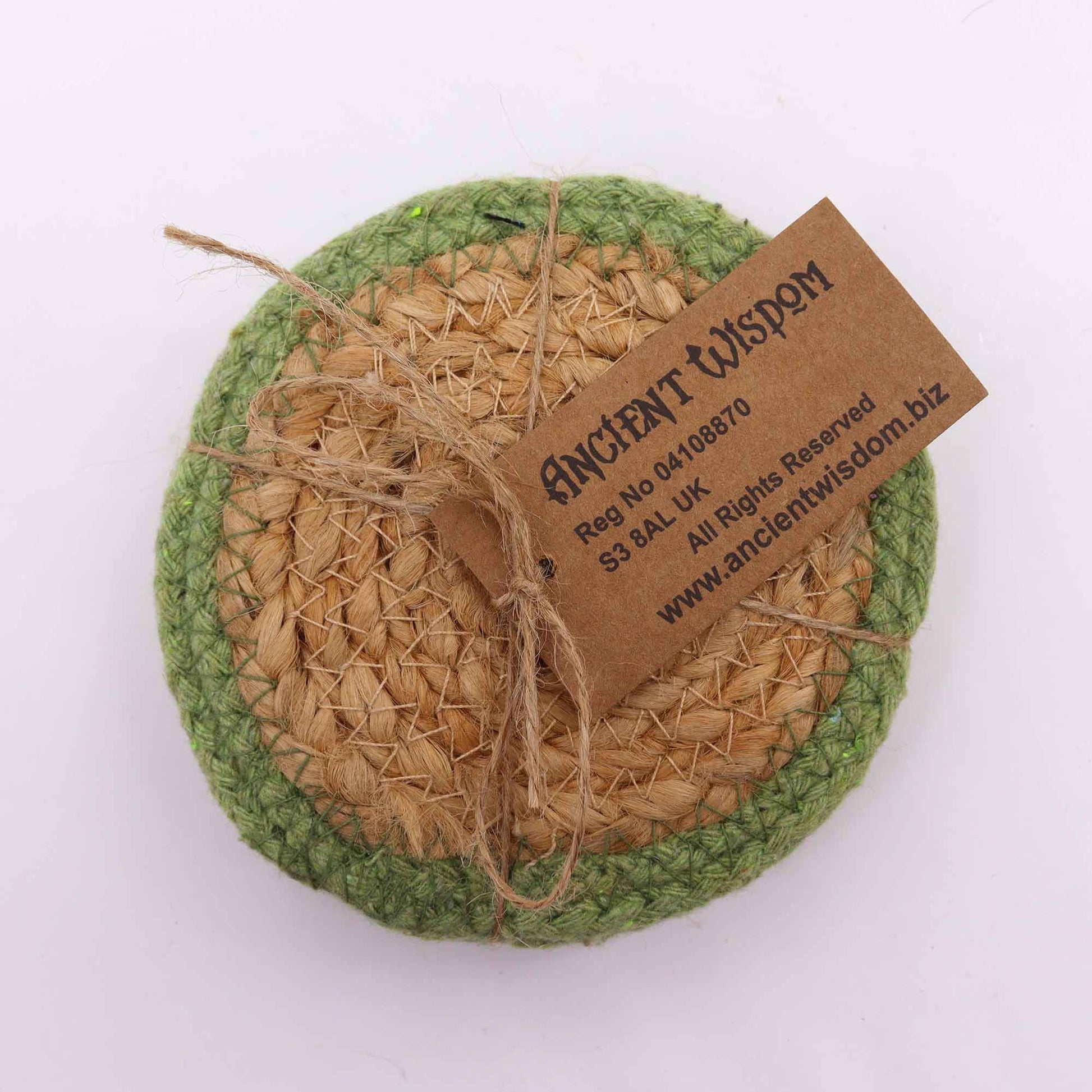 Natural Coaster - Jute & Cotton 10cm  (set of 4) - Olive Boarder - Image natural-coaster--jute--cotton-10cm--set-of-4--olive-boarder-npmat-13