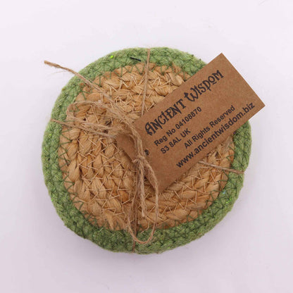 Natural Coaster - Jute & Cotton 10cm  (set of 4) - Olive Boarder - Image natural-coaster--jute--cotton-10cm--set-of-4--olive-boarder-npmat-13