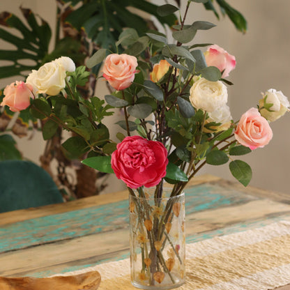 Natural Floral Glass - Tall Vase Candle Holder - Rose - (19x11cm) - Image natural-floral-glass--tall-vase-candle-holder--rose--19x11cm-nfg-09