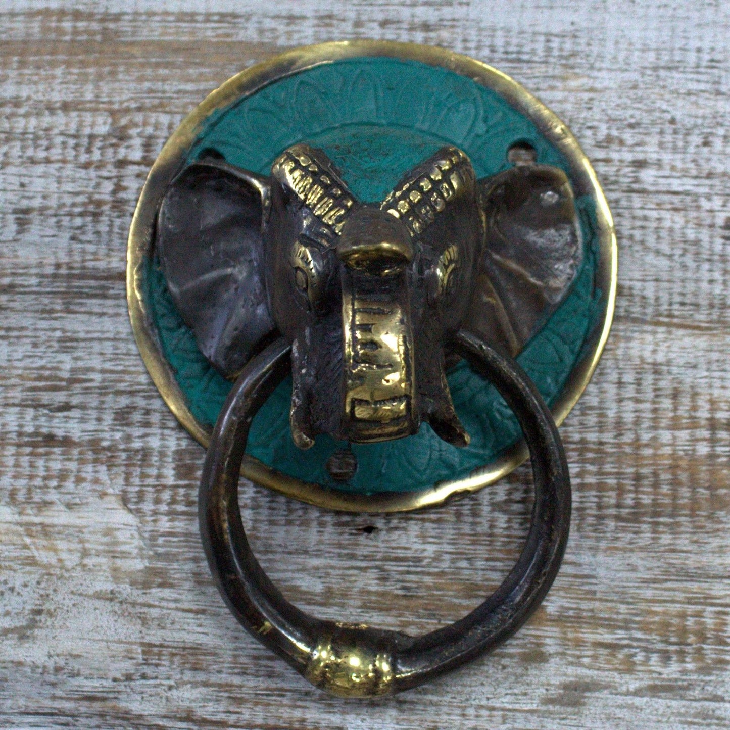 Brass Door Knocker - Elephants Head - Image brass-door-knocker--elephants-head-bdk-06
