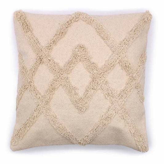 Cream Lux Criss-Cross Cotton Cushion Cover – 45 x 45cm