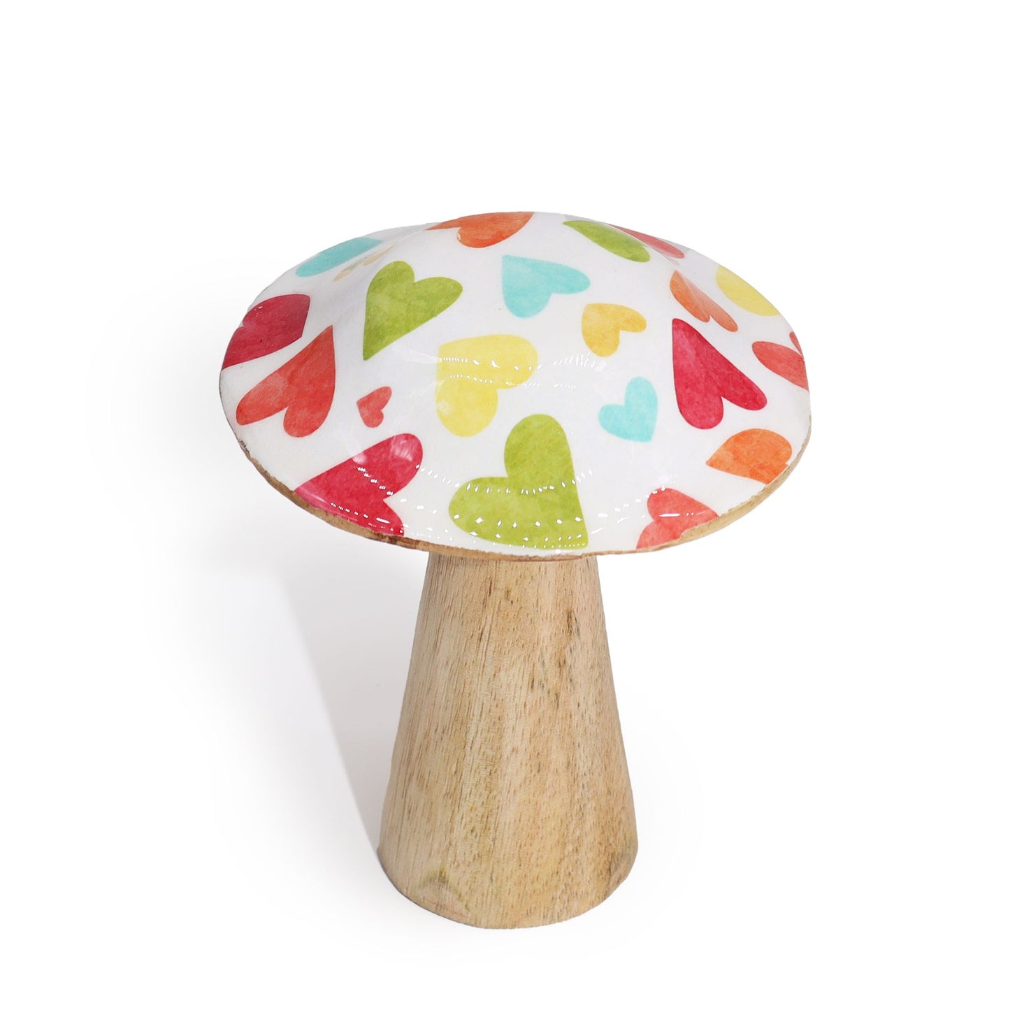 Small Wooden Mushroom - Pastel Hearts - Image small-wooden-mushroom--pastel-hearts-wmush-02