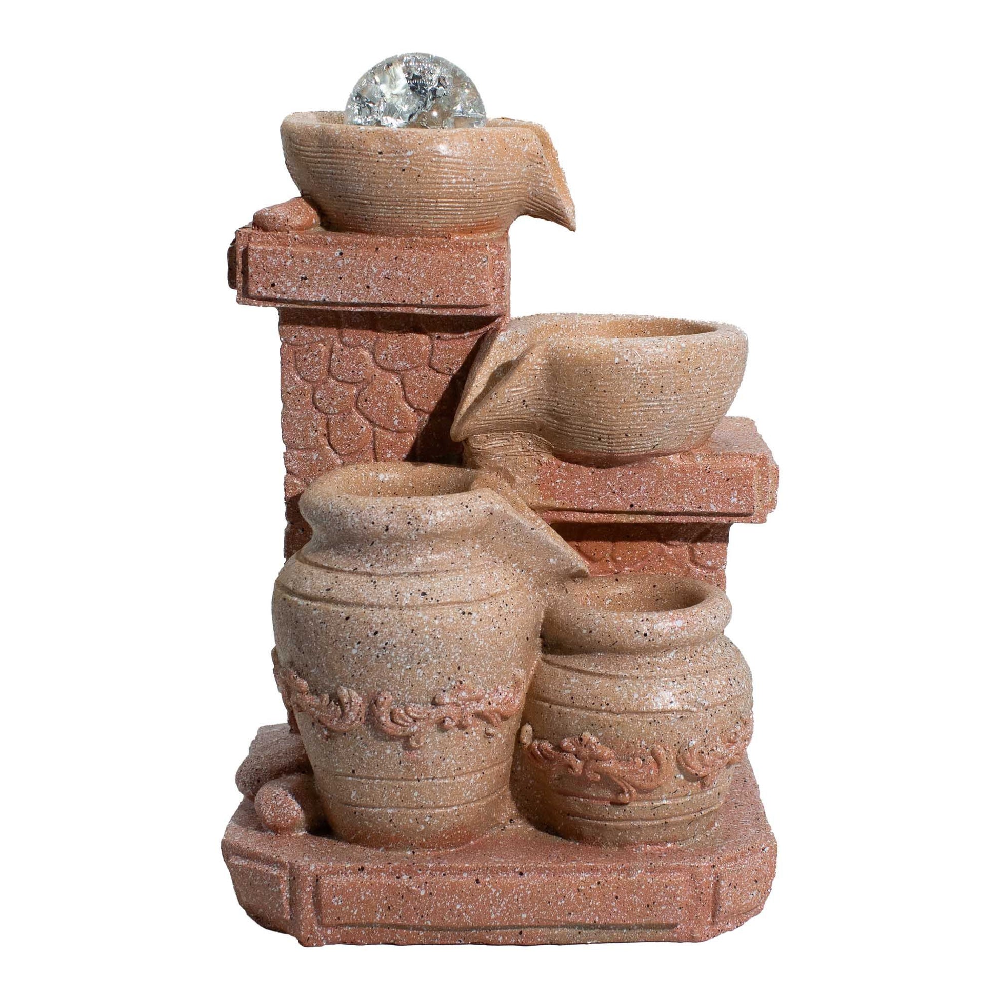 Mediterranean Cascading Pots Tabletop Water Feature (19x14x27cm) - Image mediterranean-cascading-pots-tabletop-water-feature-19x14x27cm-waterf-24