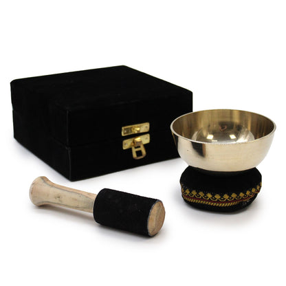 Brass Singing Bowl Gift Set - 9cm - Image brass-singing-bowl-gift-set--9cm-tib-53