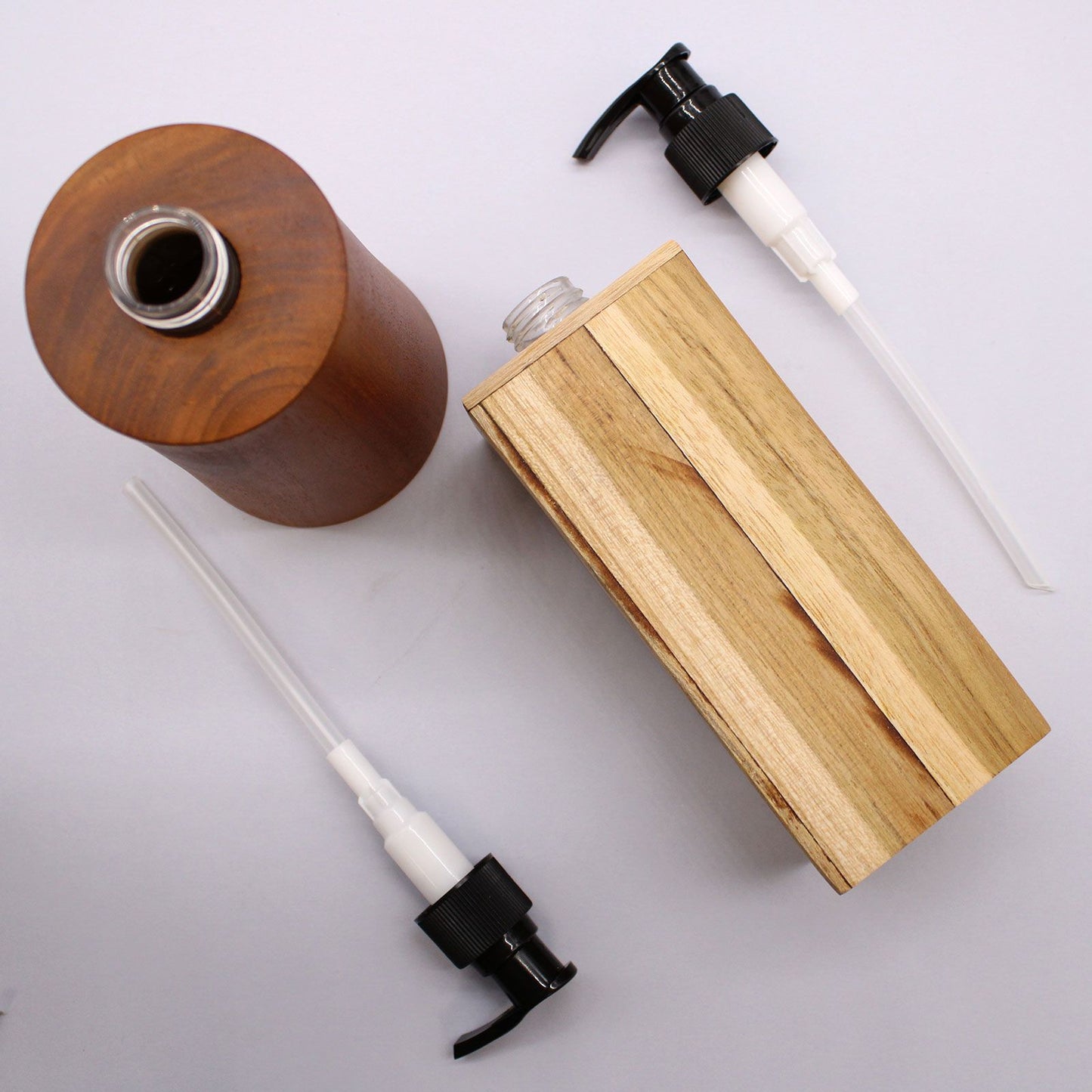 Natural Teakwood Soap Dispenser - Square - Image natural-teakwood-soap-dispenser--square-nsd-02