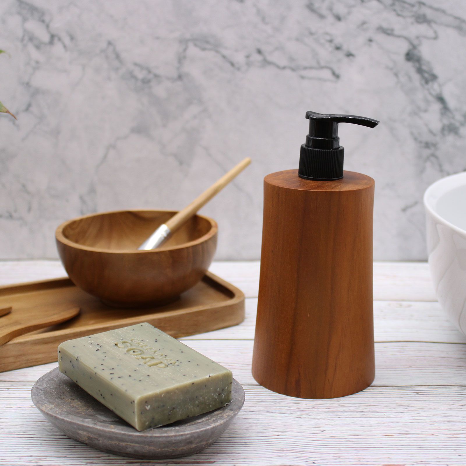 Natural Teakwood Soap Dispenser - Taper - Image natural-teakwood-soap-dispenser--taper-nsd-04